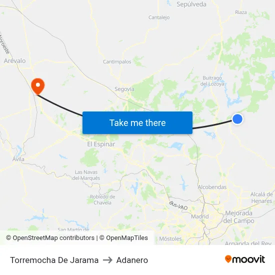 Torremocha De Jarama to Adanero map