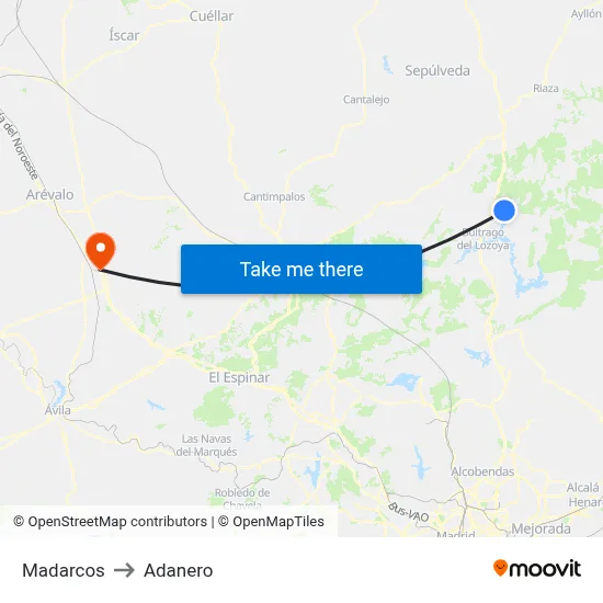 Madarcos to Adanero map