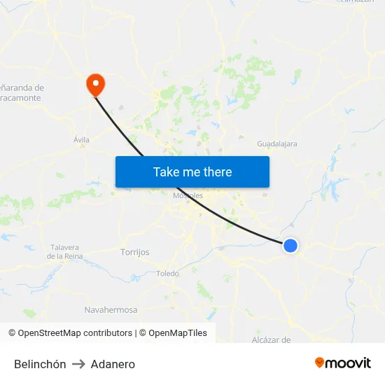 Belinchón to Adanero map