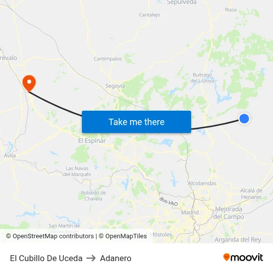 El Cubillo De Uceda to Adanero map
