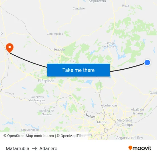 Matarrubia to Adanero map