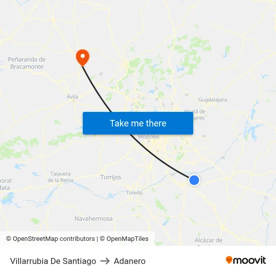 Villarrubia De Santiago to Adanero map
