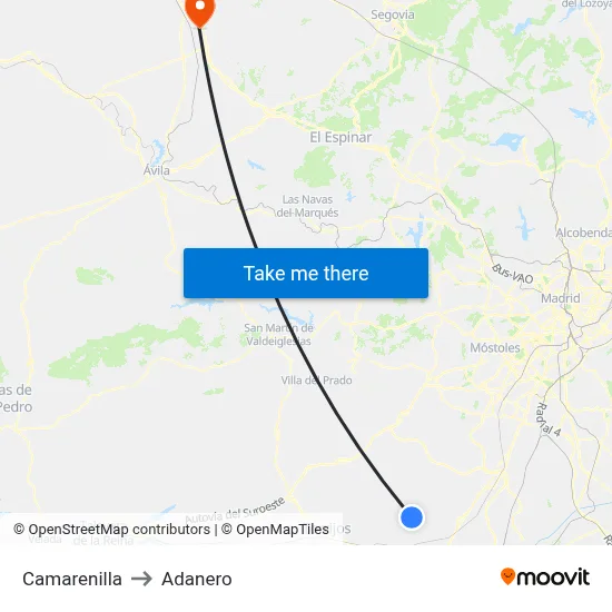Camarenilla to Adanero map