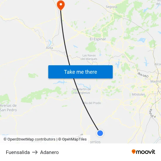 Fuensalida to Adanero map