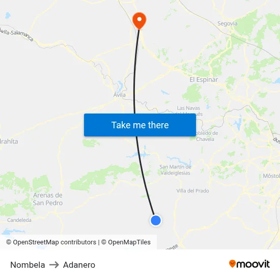 Nombela to Adanero map