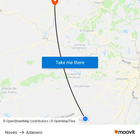 Novés to Adanero map