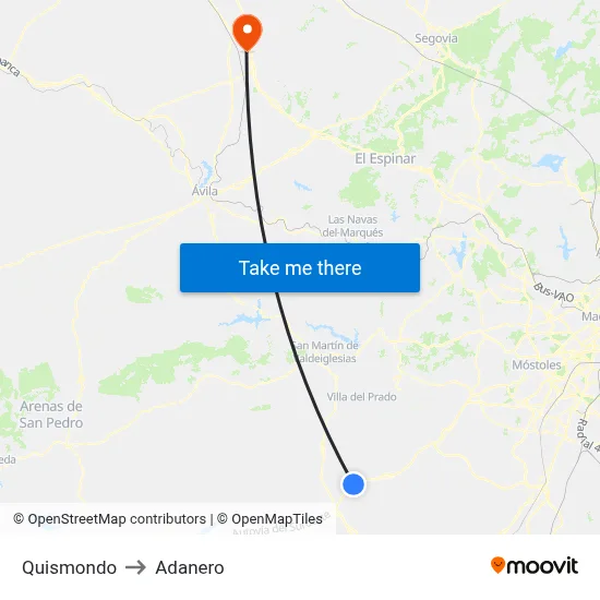 Quismondo to Adanero map