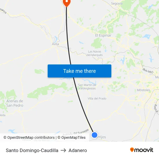 Santo Domingo-Caudilla to Adanero map