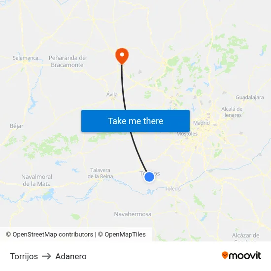 Torrijos to Adanero map