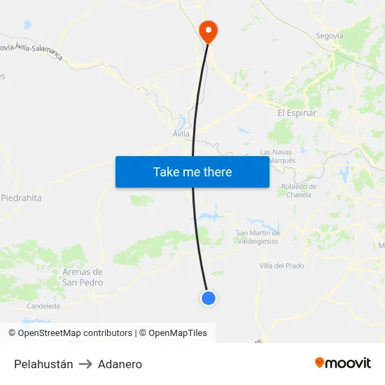 Pelahustán to Adanero map