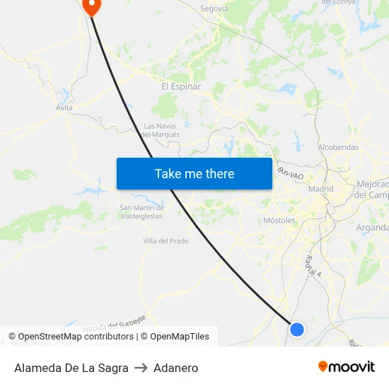 Alameda De La Sagra to Adanero map