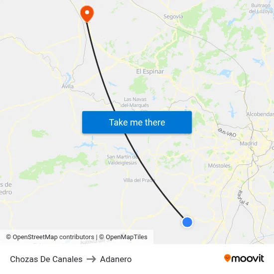 Chozas De Canales to Adanero map