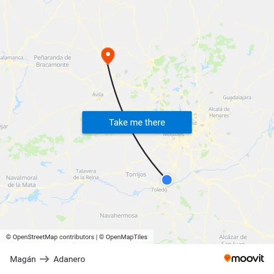 Magán to Adanero map