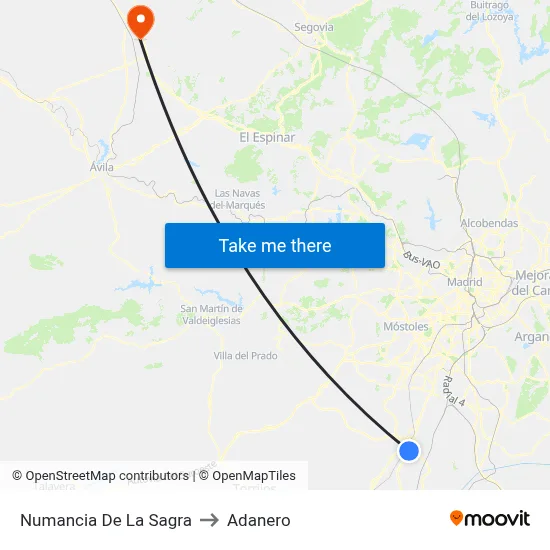 Numancia De La Sagra to Adanero map