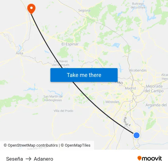 Seseña to Adanero map