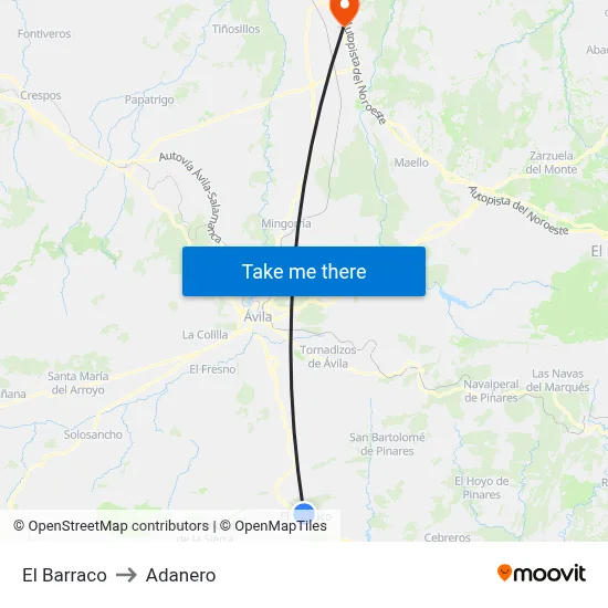 El Barraco to Adanero map