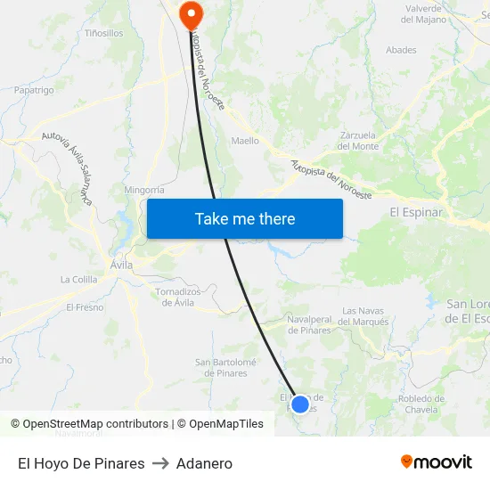 El Hoyo De Pinares to Adanero map