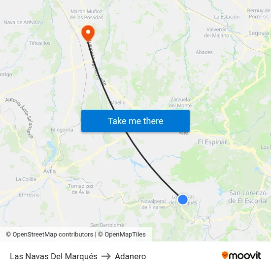 Las Navas Del Marqués to Adanero map