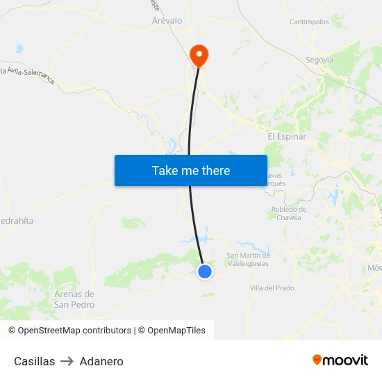 Casillas to Adanero map