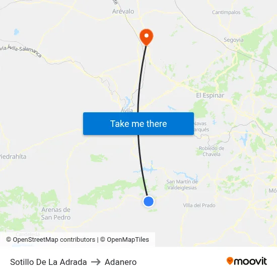 Sotillo De La Adrada to Adanero map