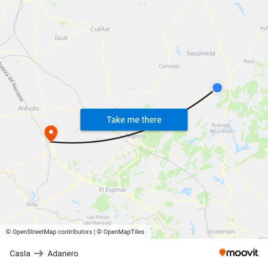 Casla to Adanero map