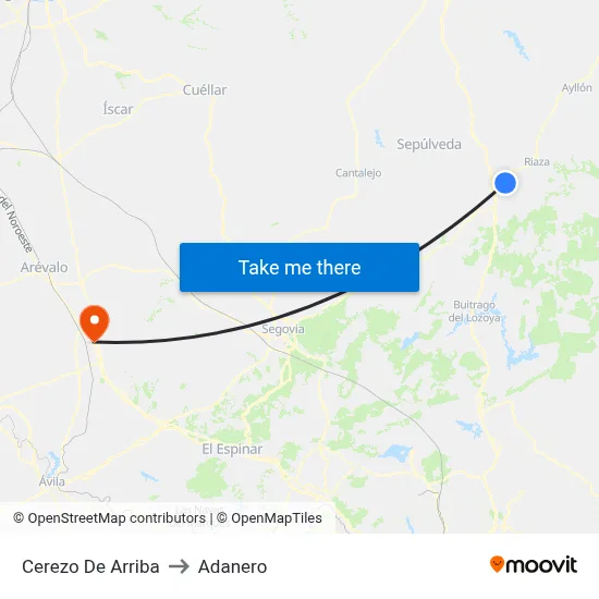 Cerezo De Arriba to Adanero map