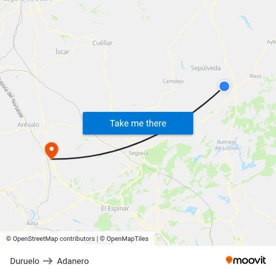 Duruelo to Adanero map