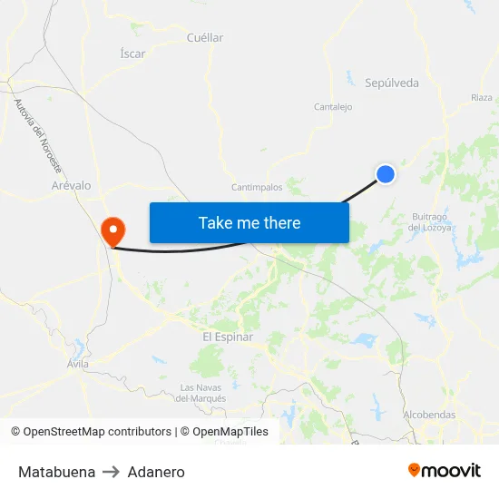 Matabuena to Adanero map
