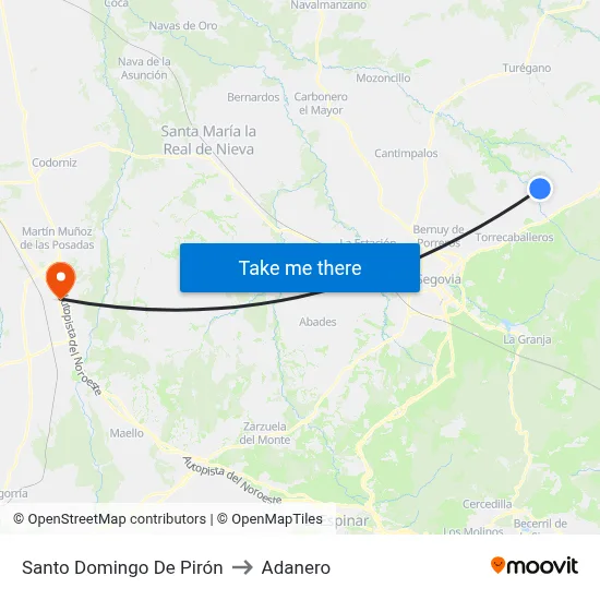 Santo Domingo De Pirón to Adanero map