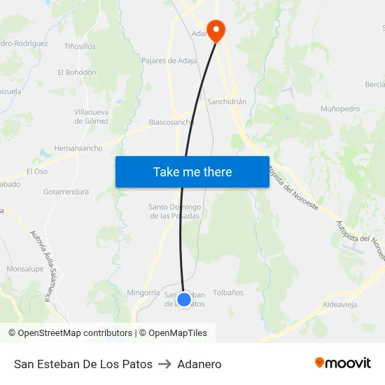 San Esteban De Los Patos to Adanero map