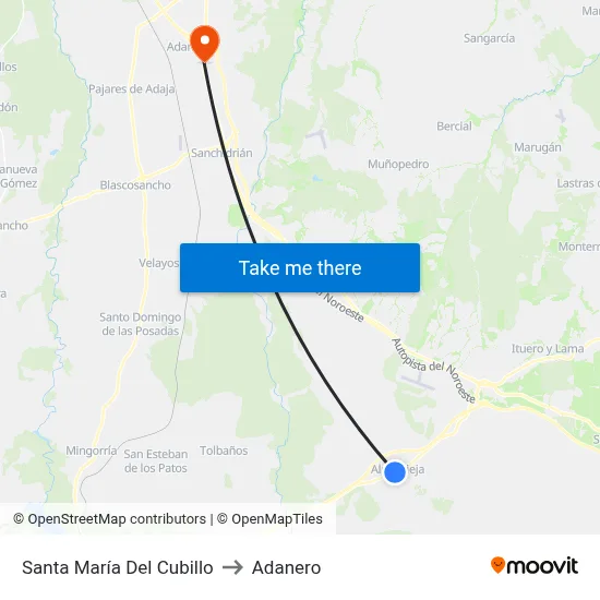 Santa María Del Cubillo to Adanero map