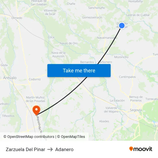 Zarzuela Del Pinar to Adanero map