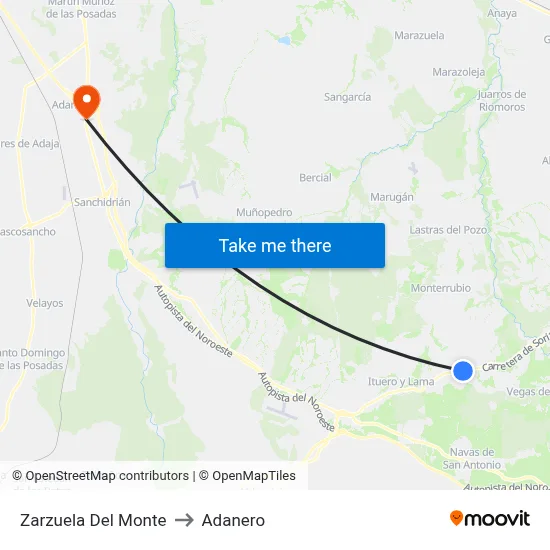 Zarzuela Del Monte to Adanero map