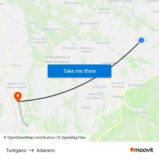 Turégano to Adanero map