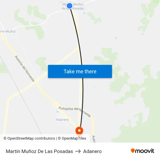 Martín Muñoz De Las Posadas to Adanero map