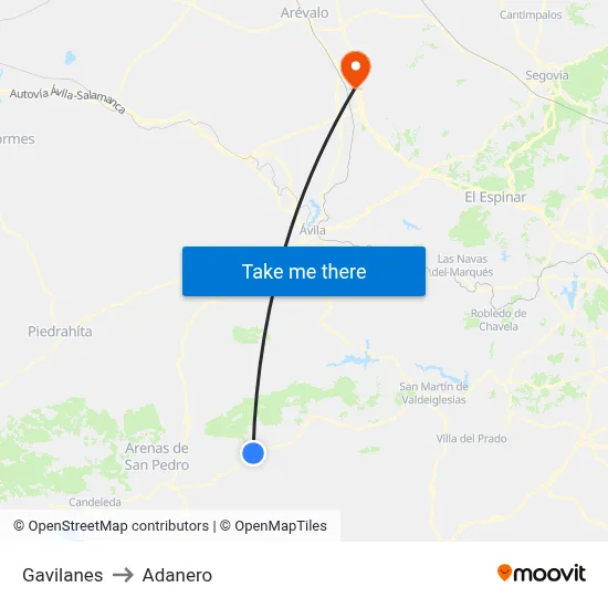 Gavilanes to Adanero map