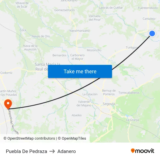 Puebla De Pedraza to Adanero map