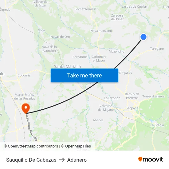 Sauquillo De Cabezas to Adanero map