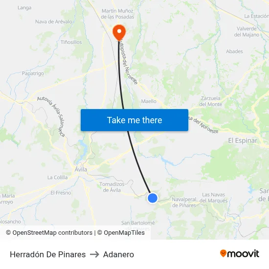 Herradón De Pinares to Adanero map