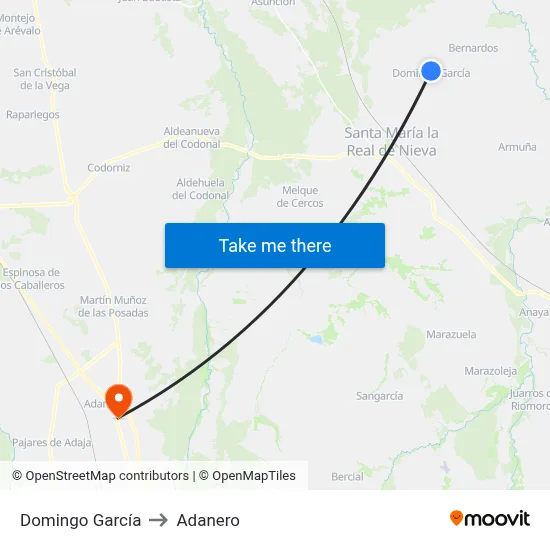 Domingo García to Adanero map