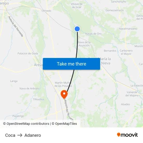Coca to Adanero map