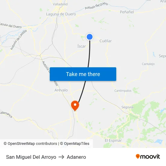 San Miguel Del Arroyo to Adanero map