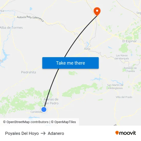 Poyales Del Hoyo to Adanero map
