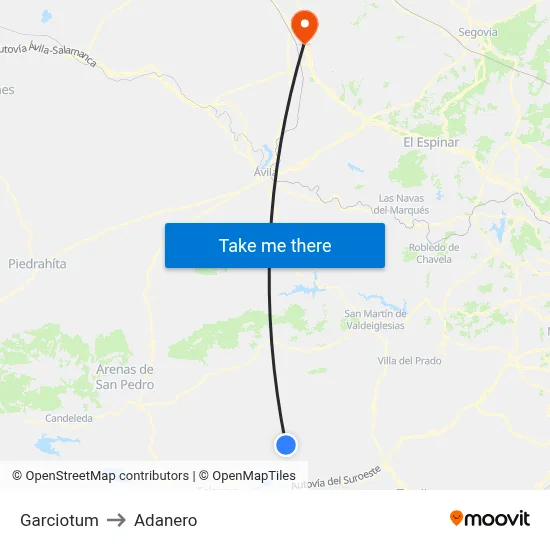 Garciotum to Adanero map