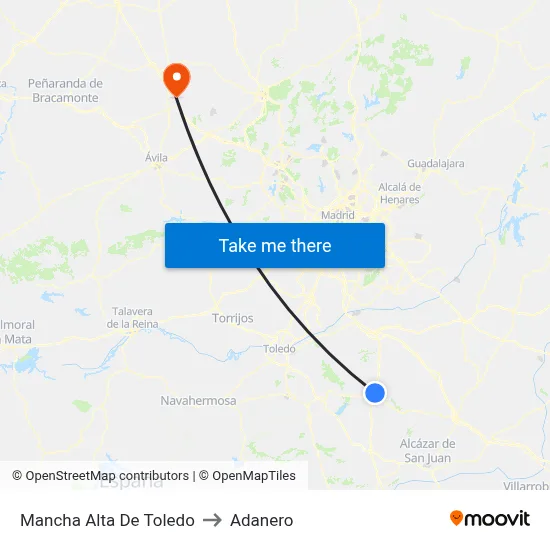 Mancha Alta De Toledo to Adanero map