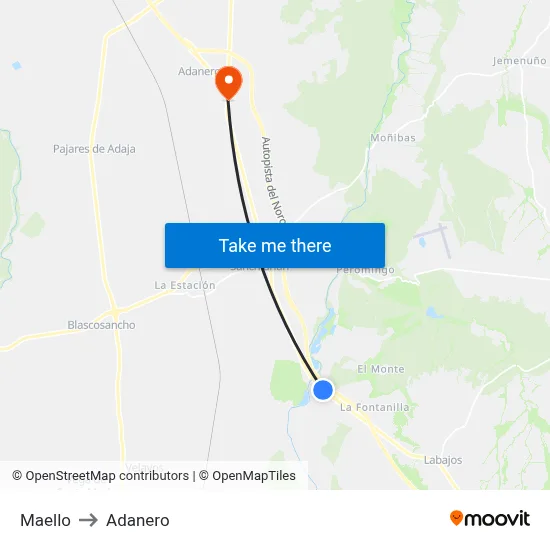 Maello to Adanero map