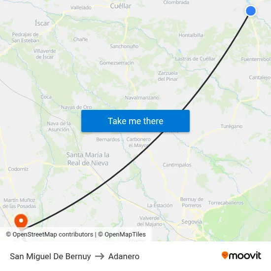 San Miguel De Bernuy to Adanero map
