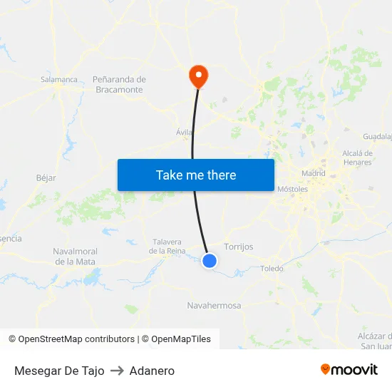 Mesegar De Tajo to Adanero map