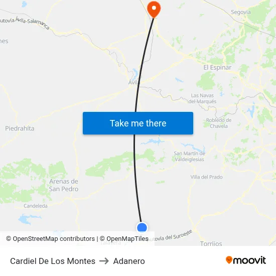 Cardiel De Los Montes to Adanero map