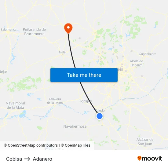 Cobisa to Adanero map